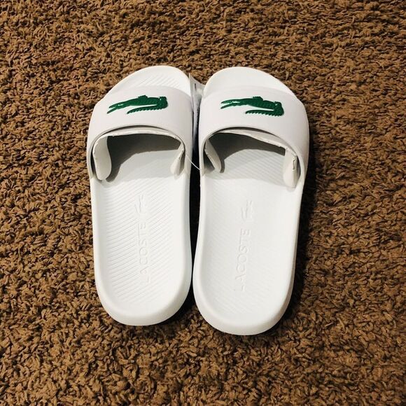 Brand New Men's Lacoste Croco Synthetic Slides White/Green Slip On Sandals Sz 13 - Picture 4 of 4